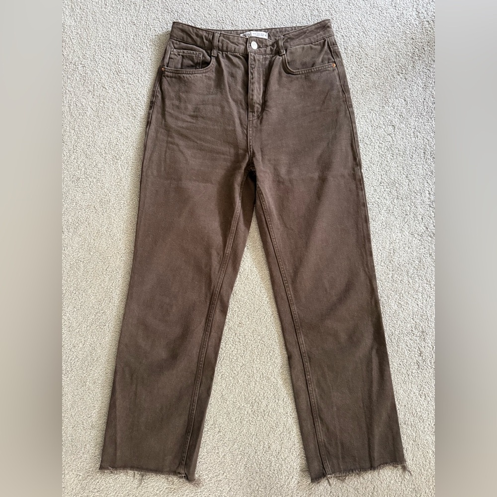 ZARA high rise straight jeans worn